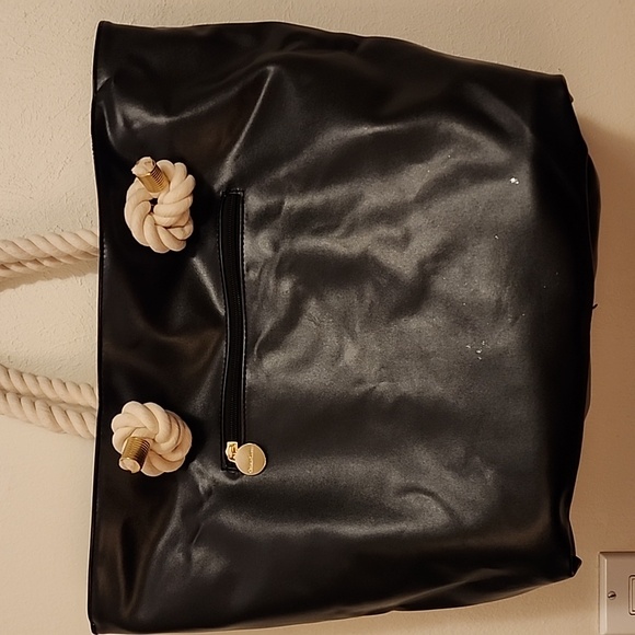 Christian LaCroix Amaryllis black and white with rope handles Tote - Picture 12 of 16